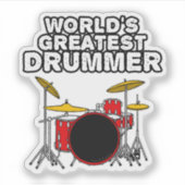 'S Werelds grootste drummer, drumkit muzikant Funn Sticker (Voorkant)