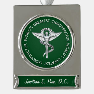 's Werelds grootste gepersonaliseerde chiropractor Verzilverd Banner Ornament