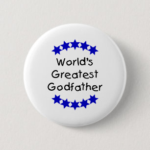 's Werelds grootste godvader (dk. blauwe sterren) Ronde Button 5,7 Cm