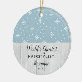 's Werelds grootste Haarstylist Snowflakes Geperso Keramisch Ornament (Links)