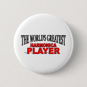 's Werelds grootste Harmonica speler Ronde Button 5,7 Cm