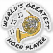 'S Werelds grootste hoornspeler, Franse hoorn grap Sticker (Voorkant)
