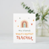 's Werelds grootste leraar cadeau Boho regenboog Briefkaart (Staand voorkant)