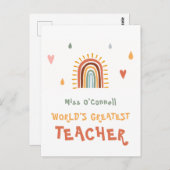 's Werelds grootste leraar cadeau Boho regenboog Briefkaart (Voorkant / Achterkant)