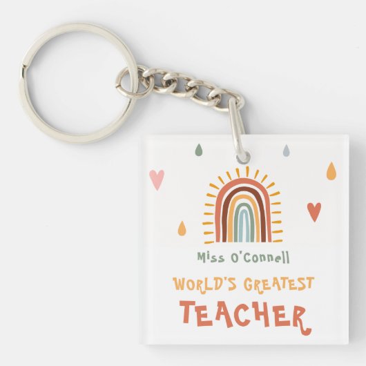 's Werelds grootste leraar cadeau Boho regenboog Sleutelhanger (voorkant)