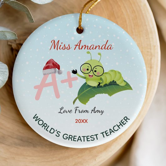 's Werelds grootste leraar kerst rups Keramisch Ornament