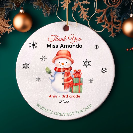 's Werelds grootste leraar Kerstmis sneeuwman Keramisch Ornament