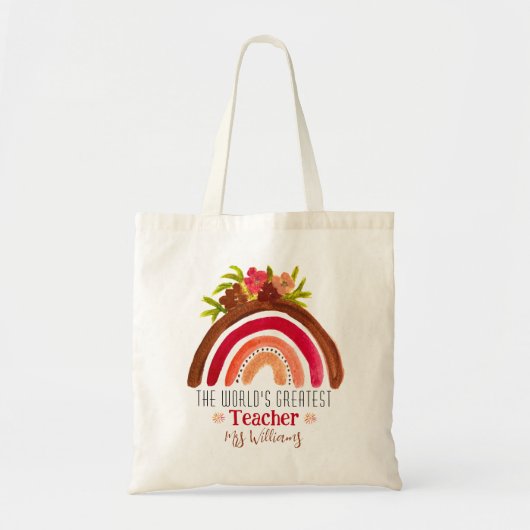 's Werelds grootste leraar waardering regenboog Tote Bag (Voorkant)