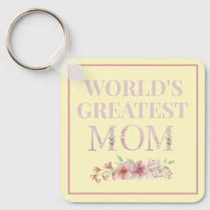 's Werelds grootste mam Geel en Floral Sleutelhanger