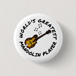 'S Werelds Grootste Mandoline Speler Mandolinist F Ronde Button 3,2 Cm