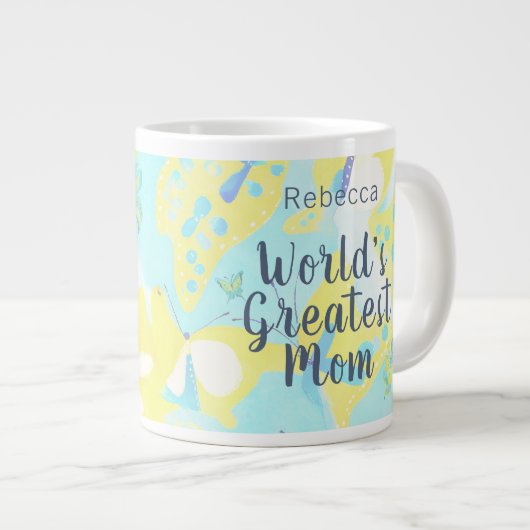 's Werelds Grootste Moeder Gemengde Media Bloemen Extra Grote Beker (Voorkant rechts)