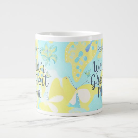 's Werelds Grootste Moeder Gemengde Media Bloemen Extra Grote Beker (Voorkant)