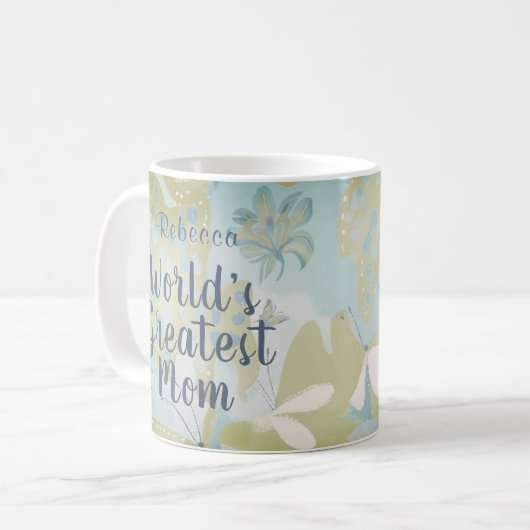 's Werelds Grootste Moeder Gemengde Media Bloemen Koffiemok (Voorkant links)