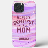 's Werelds grootste Moederdag Paarse glitter Case-Mate iPhone Case (Achterkant)