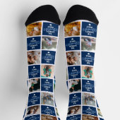 's Werelds grootste Oom Blue Photo Collage Socks Sokken (Top)