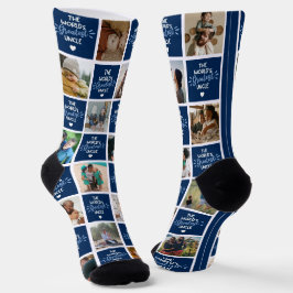 's Werelds grootste Oom Blue Photo Collage Socks Sokken
