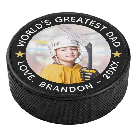's Werelds grootste pap Foto personaliseerde je kl Hockey Puck (3/4)