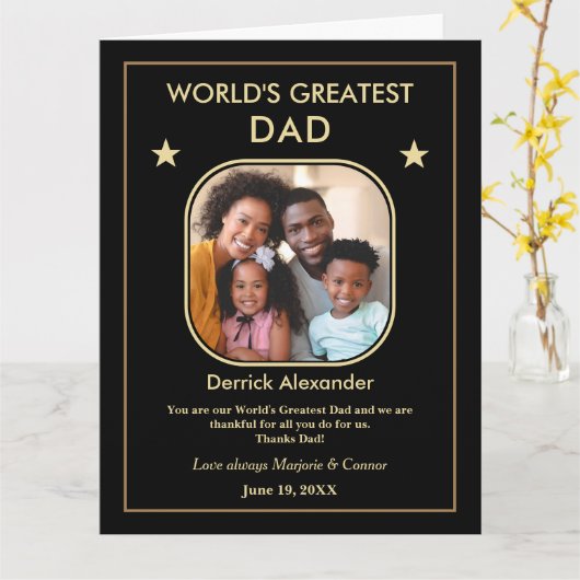 's Werelds grootste pap Vaderdag Foto Big Custom Kaart (Gele Bloem)
