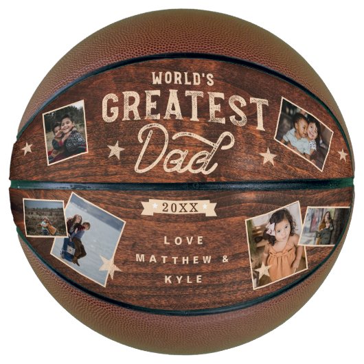 's Werelds grootste pap Woodgrain acht foto's coll Basketbal (Voorkant)