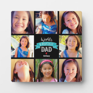 's Werelds Grootste Papa Blauwgroen 8 Fotocollage  Fotoplaat