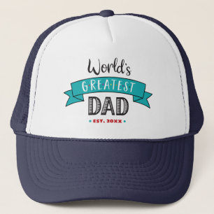 's Werelds grootste papa turquoise banner typograf Trucker Pet