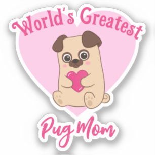 's Werelds grootste pug mam grappig Schattige roze Sticker