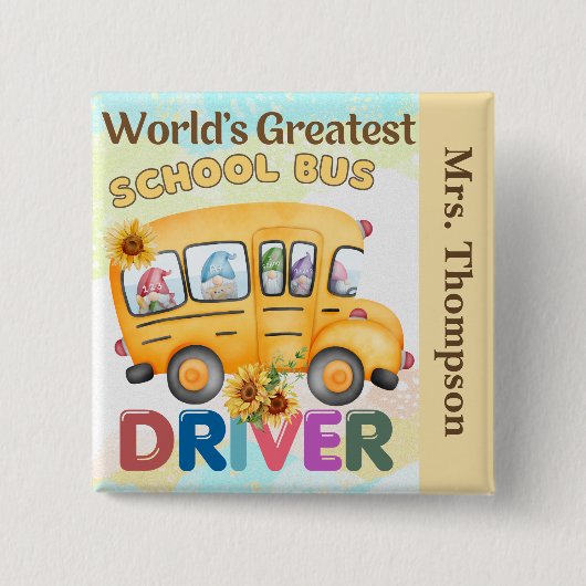 's Werelds grootste schoolbuschauffeur gepersonali Vierkante Button 5,1 Cm (Voorkant)