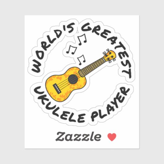 's Werelds grootste ukelele-speler, uke-speler gra Sticker (Vel)