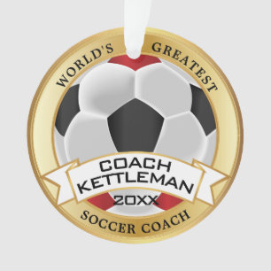 's Werelds grootste Voetbal coach rood, zwart, wit Ornament