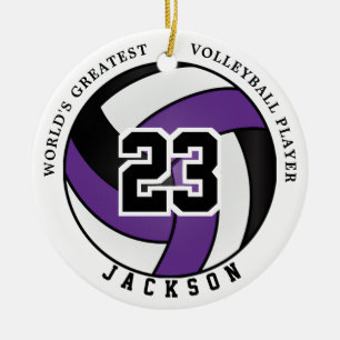 's Werelds grootste volleybalspeler, Paars en zwar Keramisch Ornament
