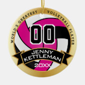 's Werelds grootste volleybalspeler: warm roze Keramisch Ornament (Voorkant)