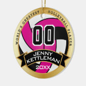 's Werelds grootste volleybalspeler: warm roze Keramisch Ornament (Links)