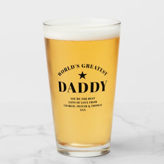 's Werelds grootste zwarte DADDY-gepersonaliseerde Glas (Voorkant gevuld)