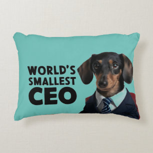 's Werelds kleinste CEO, schattige grappige teckel Accent Kussen
