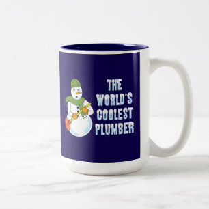 's Werelds koelste Plumber Snowman Tweekleurige Koffiemok