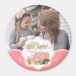 's Werelds liefste tante Cupcake Patroon Gift Magneet