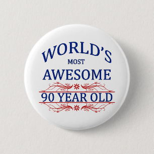 's Werelds meest Geweldige 90-jarige Ronde Button 5,7 Cm