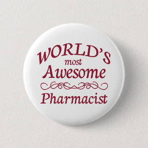 's Werelds meest Geweldige apotheker Ronde Button 5,7 Cm