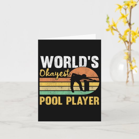 's Werelds Okayest Pool Player Retro Grappige Bilj Kaart (Gele Bloem)