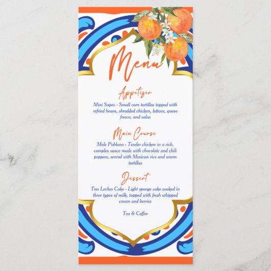 Sa carte de menu principal Squeeze orange (Devant)