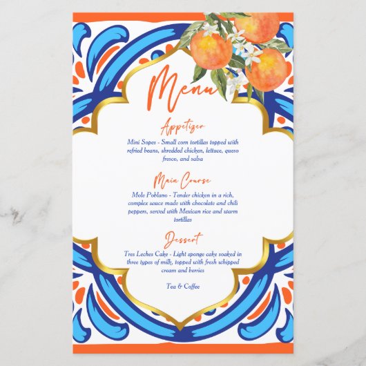 Sa carte de menu principal Squeeze orange (Devant)