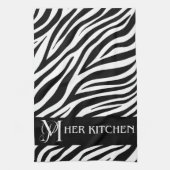 Sa Cuisine Zebra Imprimer Serviette Monogramme (Vertical)