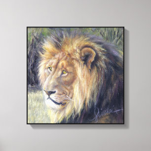 "Sa Majesté" 14" x 14" copie de toile de lion