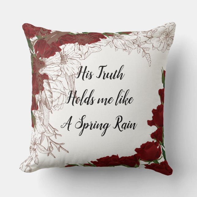 Sa vérité me tient comme un Coussin Rose de la plu (Recto)