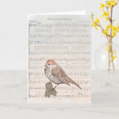 Sa vue est sur la carte du moineau (Fleur jaune)