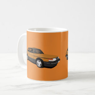 Saab 900 Turbo 16 Aero, twee oranje afbeeldingen Koffiemok