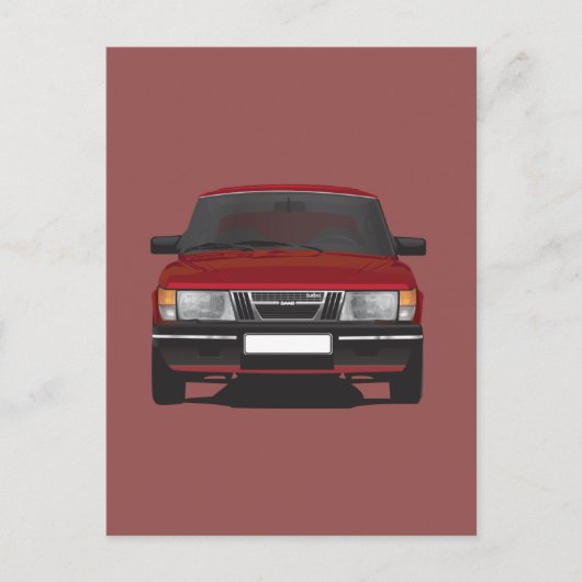 Saab 900 turbo (rood) briefkaart (Voorkant)