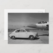Saab 93b 1958 zwart-wit foto briefkaart (Voorkant / Achterkant)