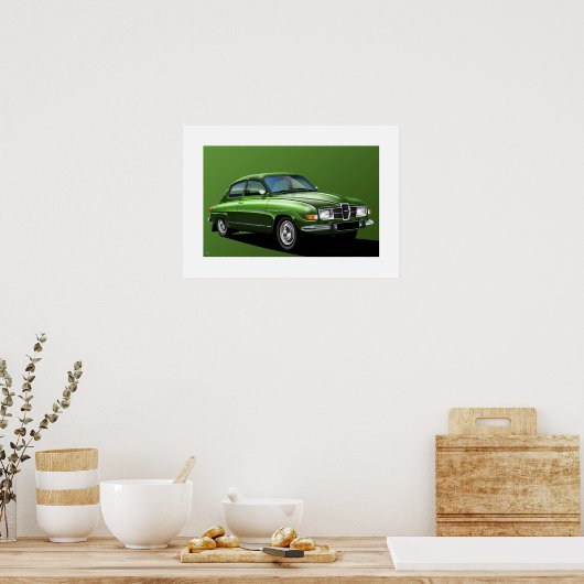 SAAB 96 Illustratie Poster (Keuken)