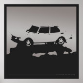 Saab 99 EMS - Zilver grijs op zwart poster met hou (Voorkant)